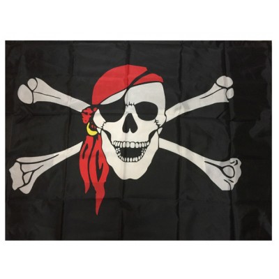 3' x 5' Pirate Flag Skull and Crossbones Red Head band Jolly Roger  Flag
